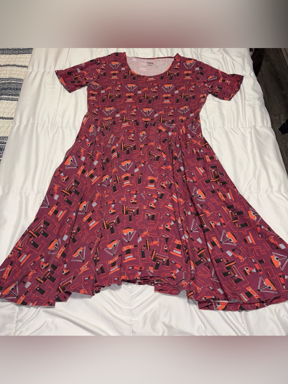 Svaha 100% Organic Cotton Short Sleeve Printed Dress Art to Wear Art Teacher L